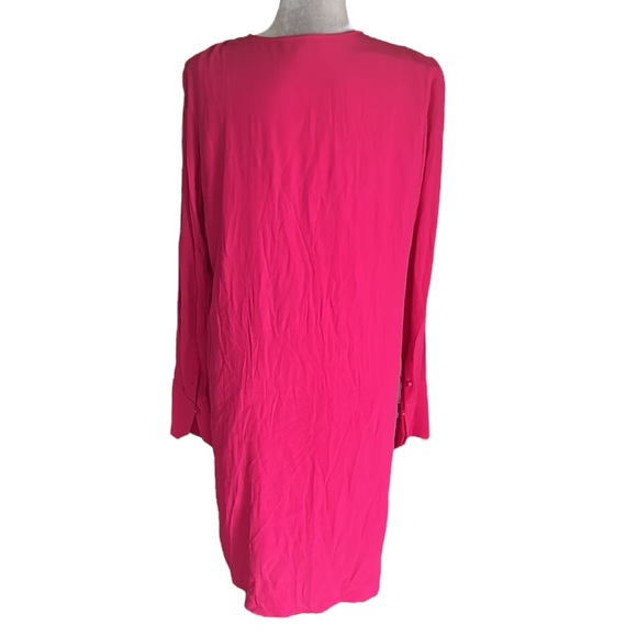 Equipment Bonnie Fuchsia Carmine Pink Cutout Long Sleeve Tunic Mini Dress - M - Picture 10 of 16